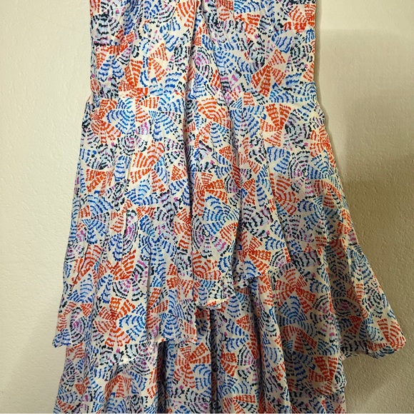 WILLA STORY white printed asymmetrical tiered ruffle Mia midi dress M NEW - Picture 3 of 10